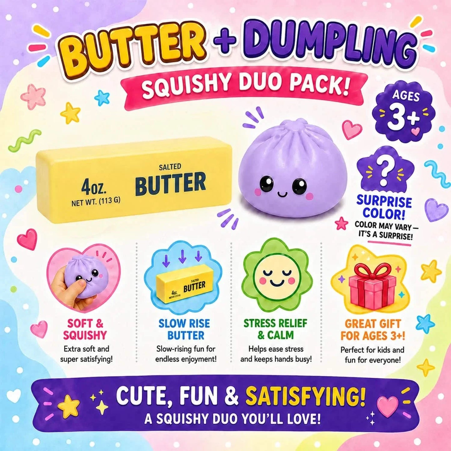 2-Pack: Squishy Dumpling & Butter Combo Pack – Slow Rising Fidget