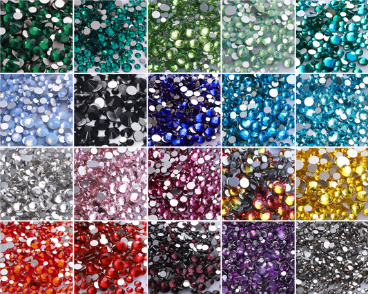 1440PCS SS3-SS20 Mix Size Non-Hotfix Glass FlatBack Rhinestones