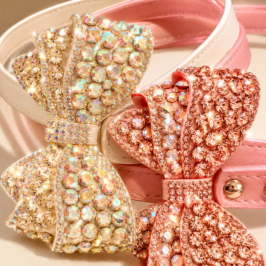 Luxury Rhinestone Bow Dog Leash Bling Crystal Puppy Lead
