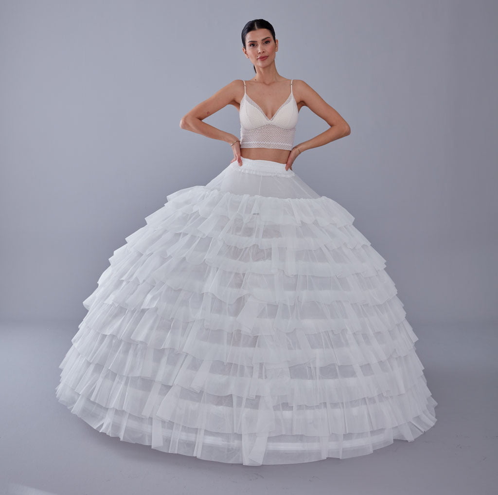 White Petticoat for Wedding Dress, 10 Hoop Bridal Underskirt, Plus Size Petticoat