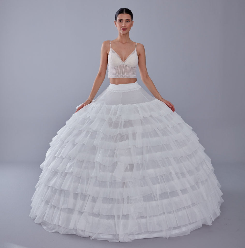 White Petticoat for Wedding Dress, 10 Hoop Bridal Underskirt, Plus Size Petticoat
