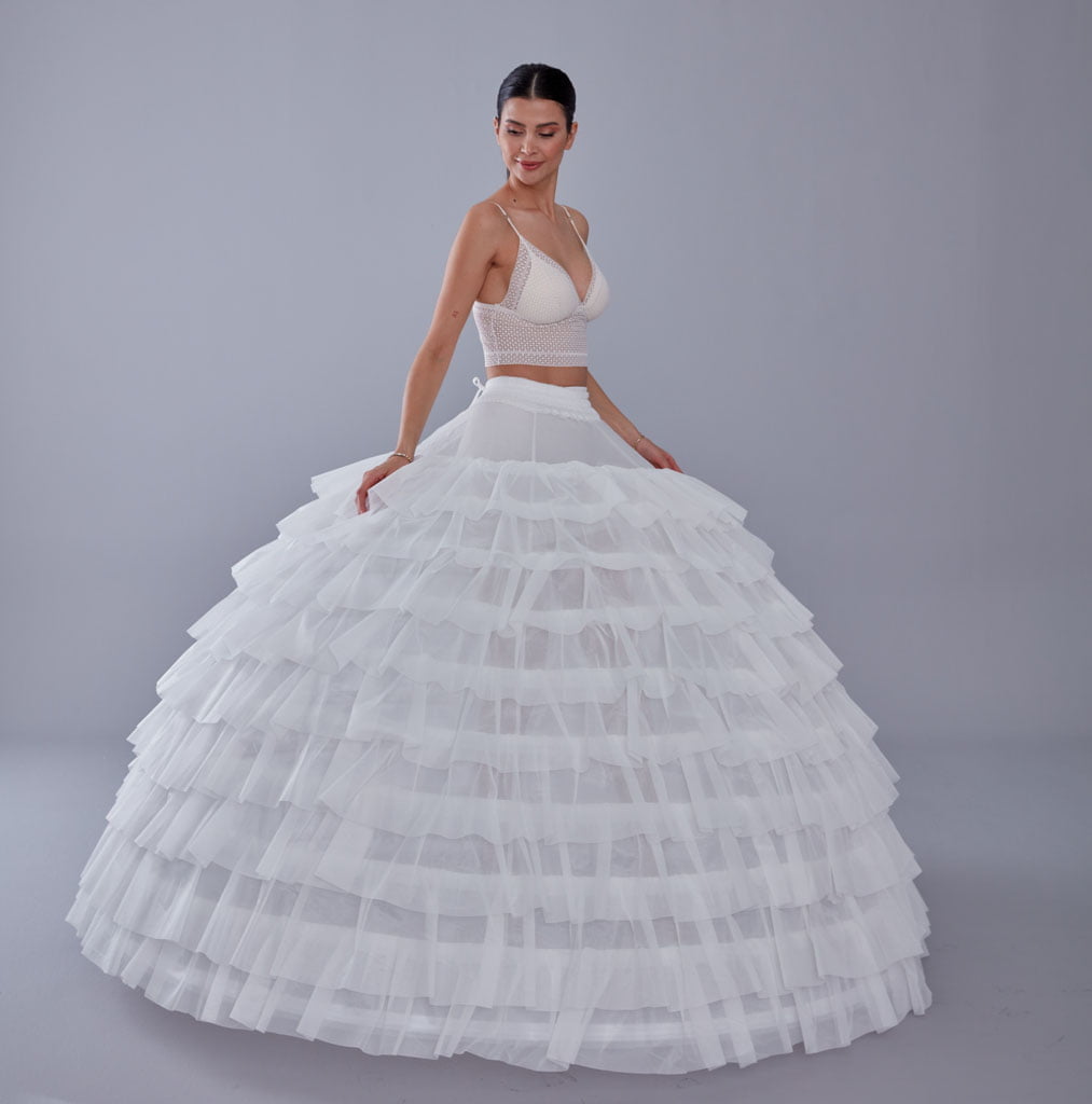 White Petticoat for Wedding Dress, 10 Hoop Bridal Underskirt, Plus Size Petticoat