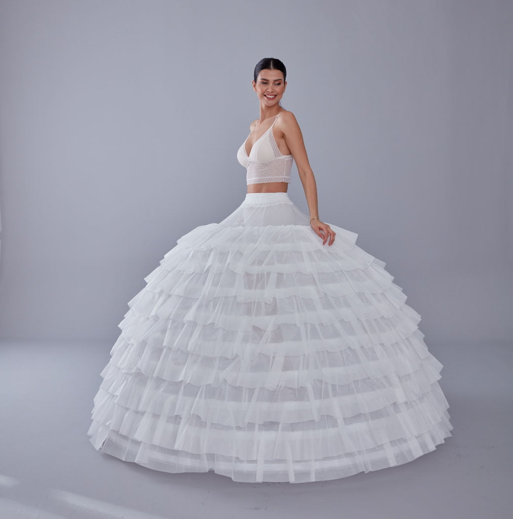 White Petticoat for Wedding Dress, 10 Hoop Bridal Underskirt, Plus Size Petticoat