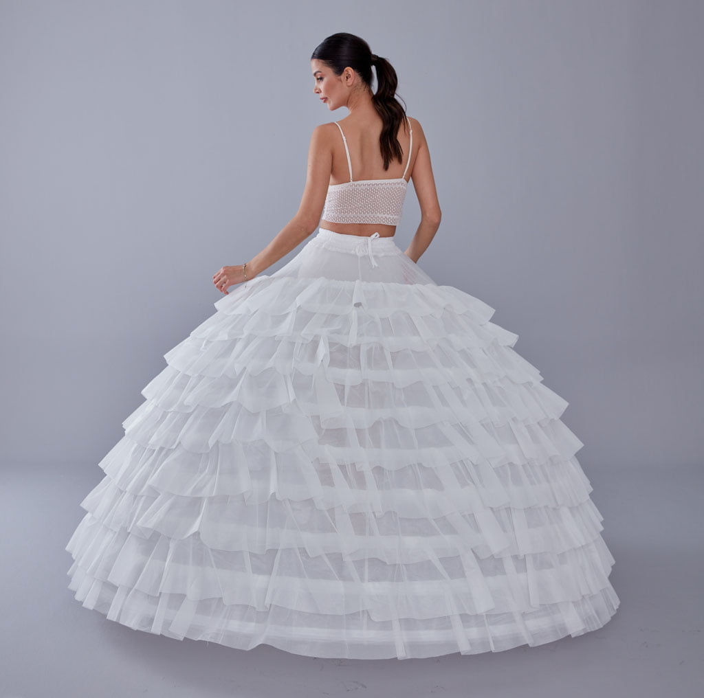 White Petticoat for Wedding Dress, 10 Hoop Bridal Underskirt, Plus Size Petticoat