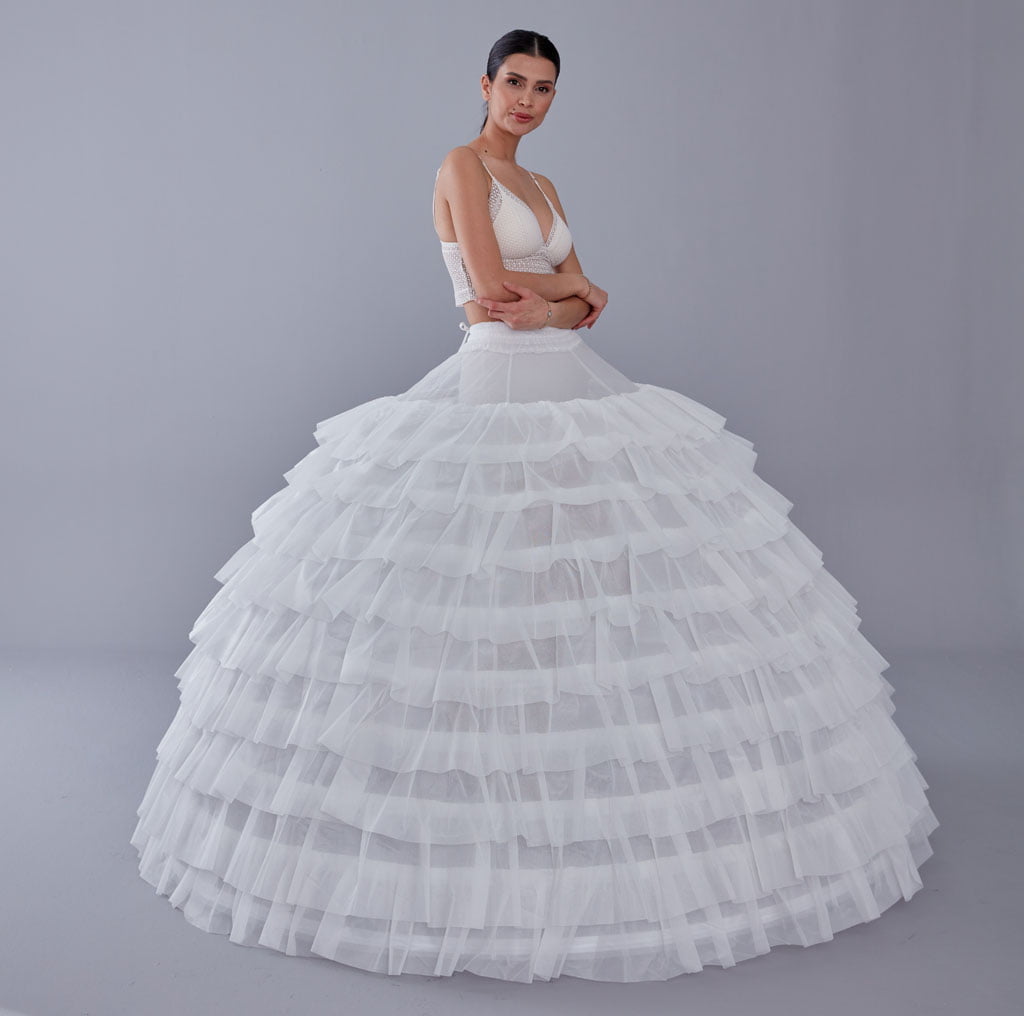 White Petticoat for Wedding Dress, 10 Hoop Bridal Underskirt, Plus Size Petticoat