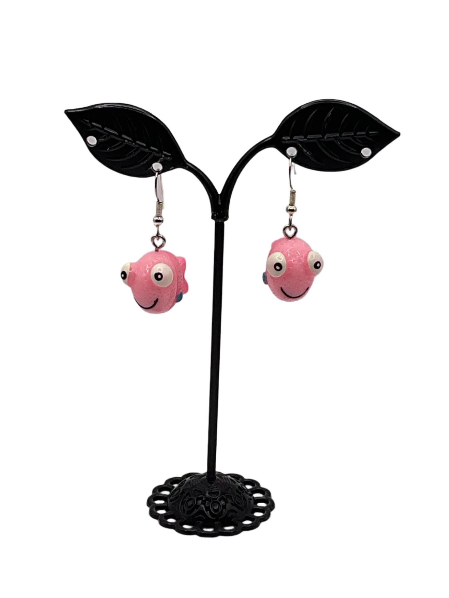 3-D Pink Fish Earrings