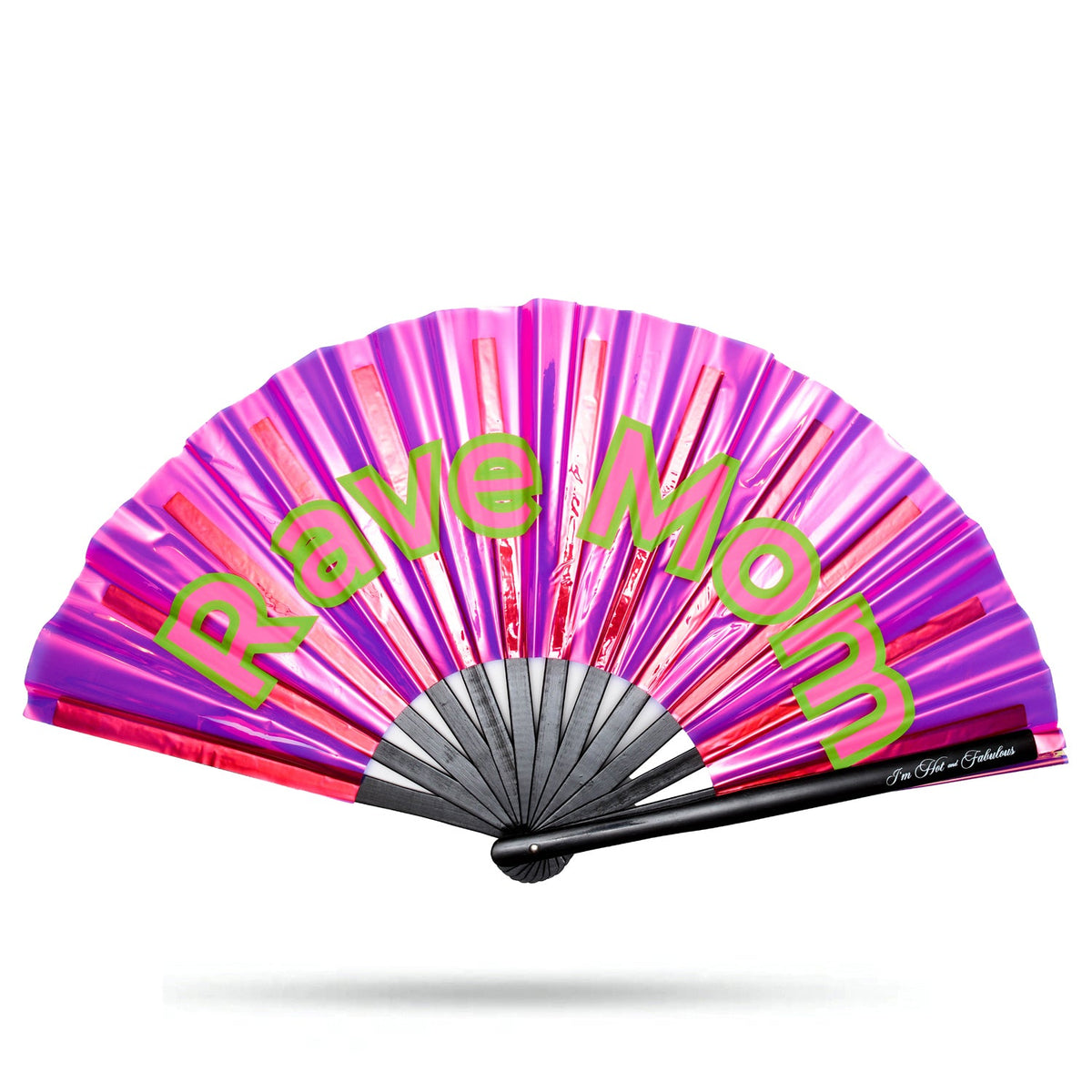 Holographic Pink Rave Mom XL Hand Fan