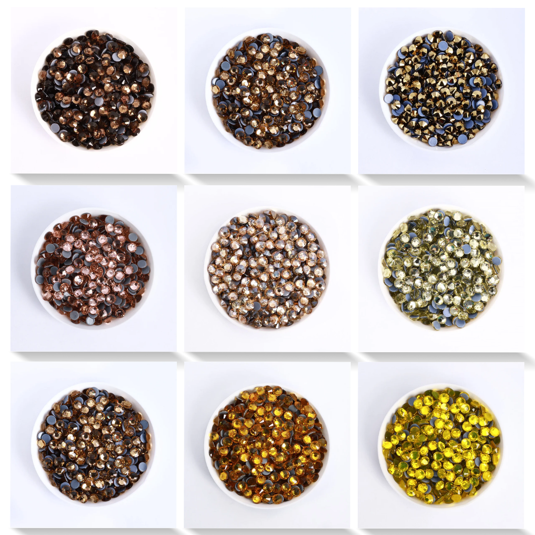 SS3-SS30 Yellow Series Non-Hotfix Glass Flat Back Rhinestones
