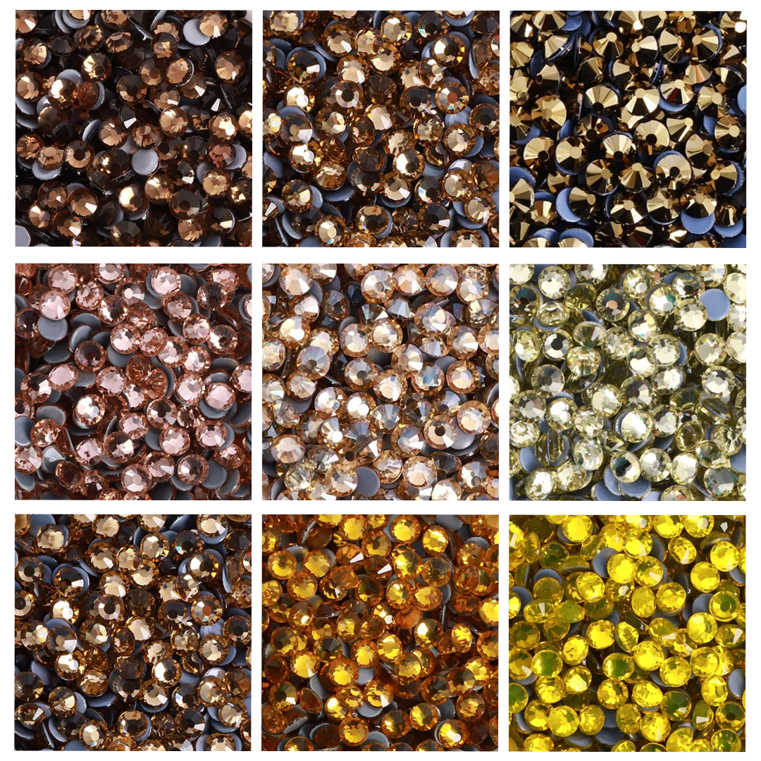 SS3-SS30 Yellow Series Non-Hotfix Glass Flat Back Rhinestones