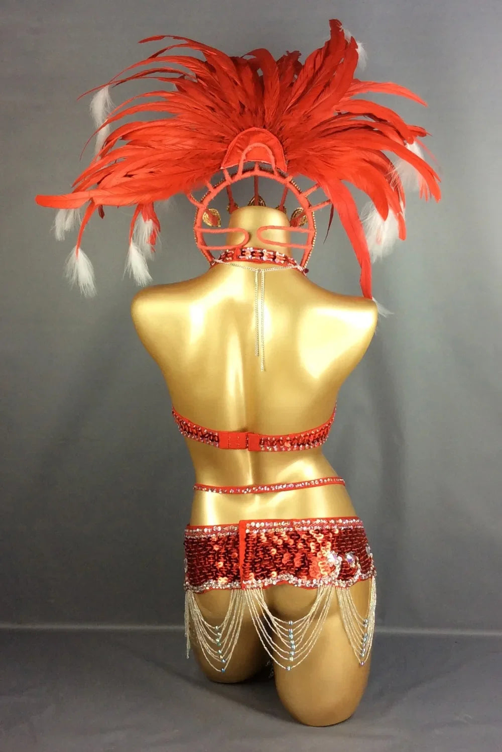 Samba Queen Rio Carnival Costume Set with Feather Headdress & Accessories