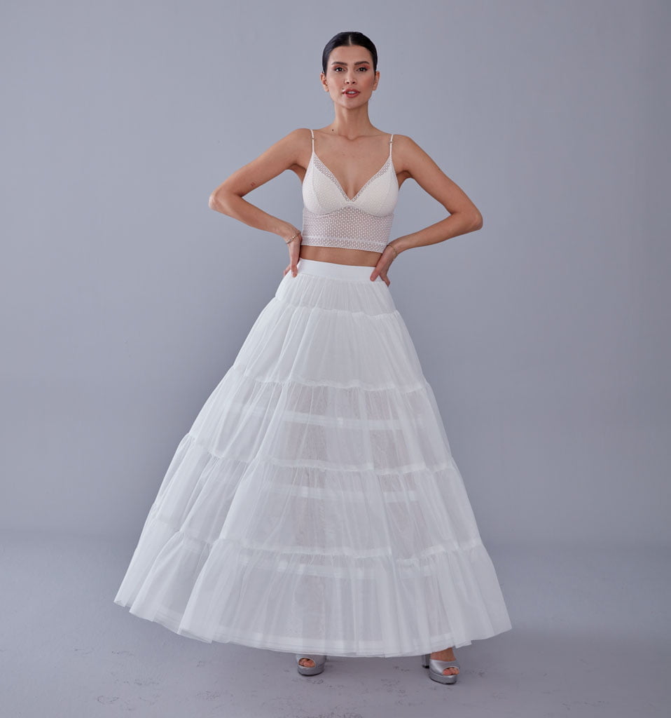 Elegant Voile and Hoop Petticoat with Two Layers