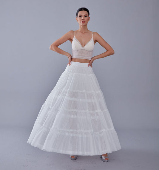 Elegant Voile and Hoop Petticoat with Two Layers