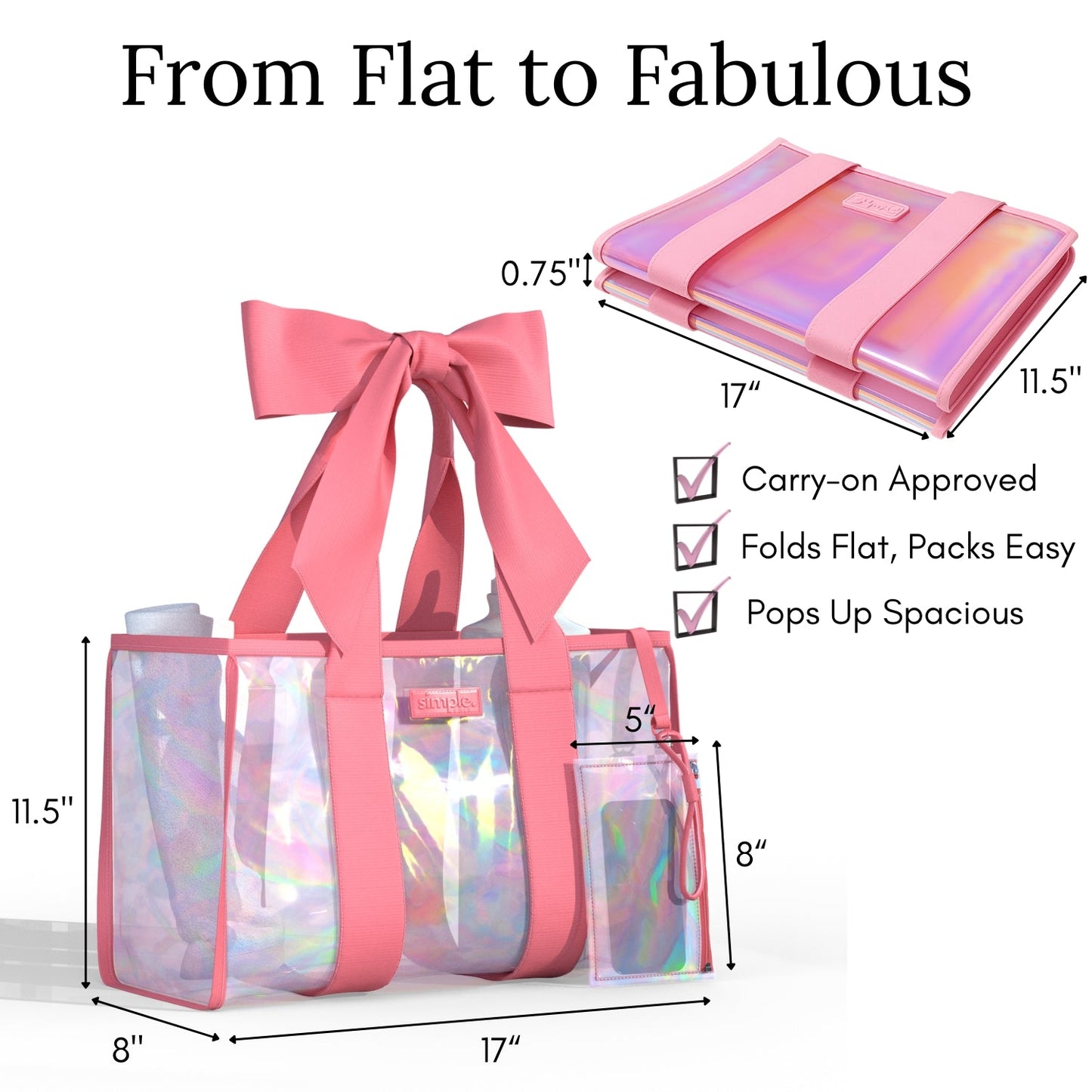 BowMe Prism Tote with Phone Pouch (Prism Pink & Prism Purple)
