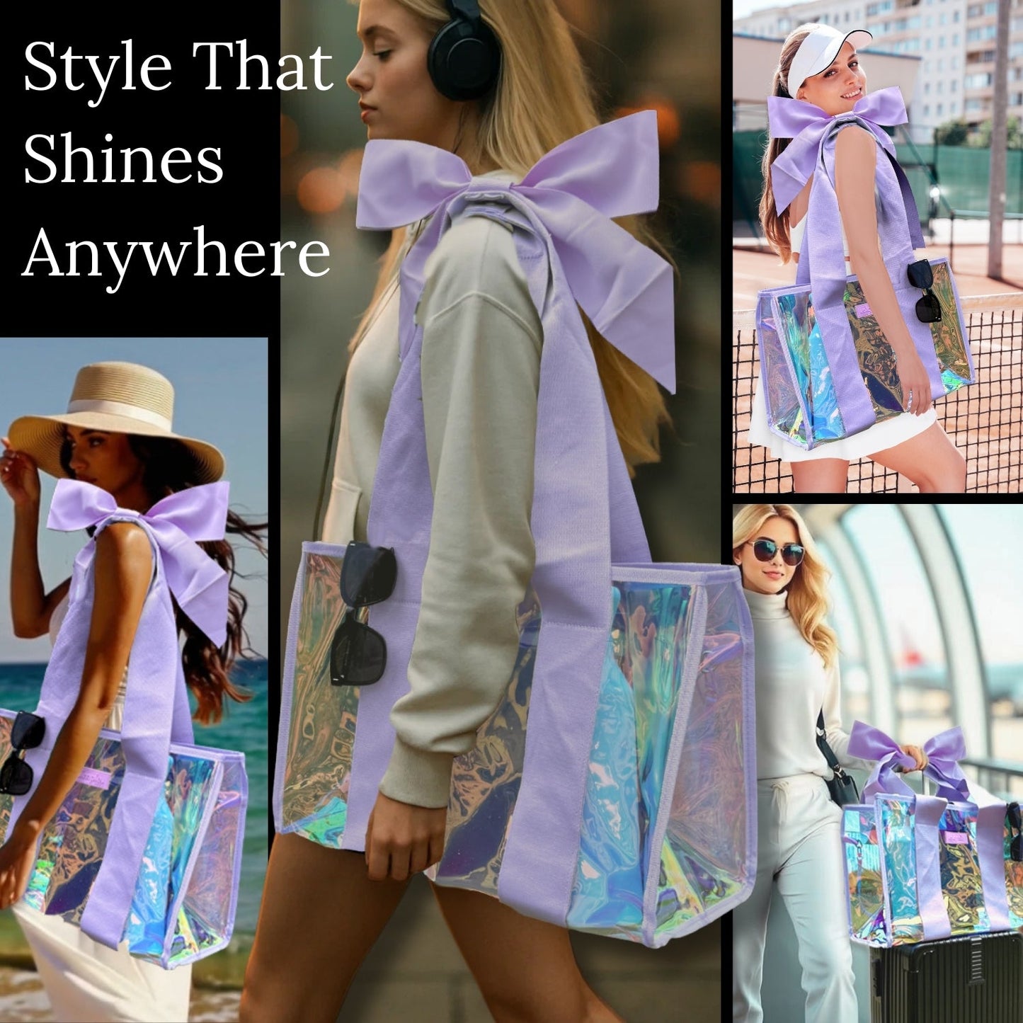 BowMe Prism Tote with Phone Pouch (Prism Pink & Prism Purple)