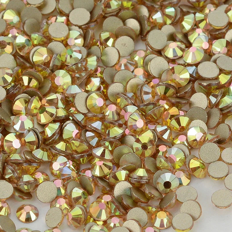 SS3-SS60 AB Gold Bottom Non-Hotfix Glass Flatback Rhinestone