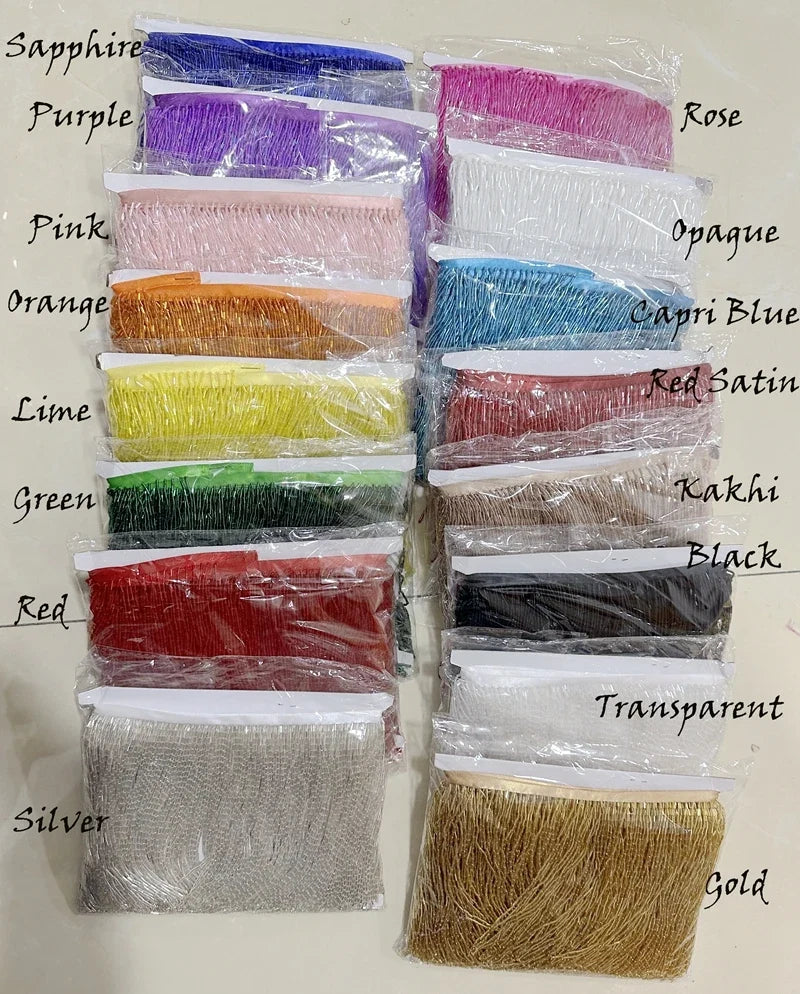 Long Glass Rhinestone Beaded Fringe Trim