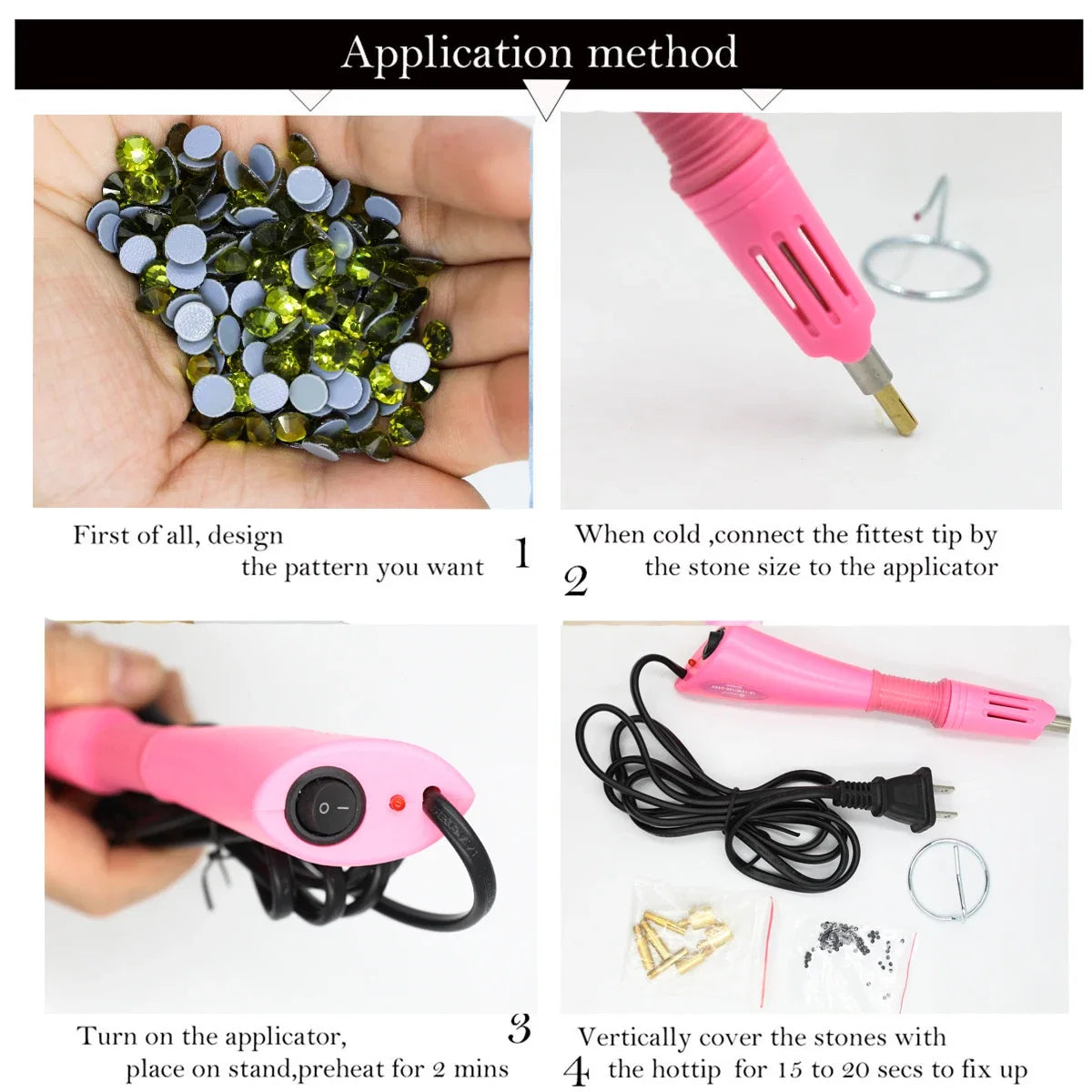 Fast-Heated Hotfix Rhinestone Applicator Wand Tool Kit