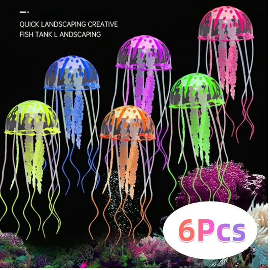 Artificial Glowing Jellyfish Aquarium Ornament Luminous Swimming