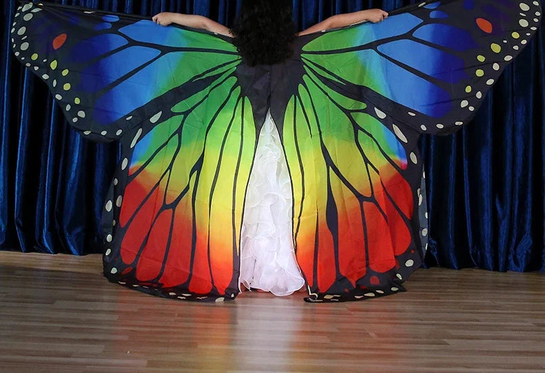 Vibrant Butterfly Belly Dance Wings with Telescopic Sticks Set