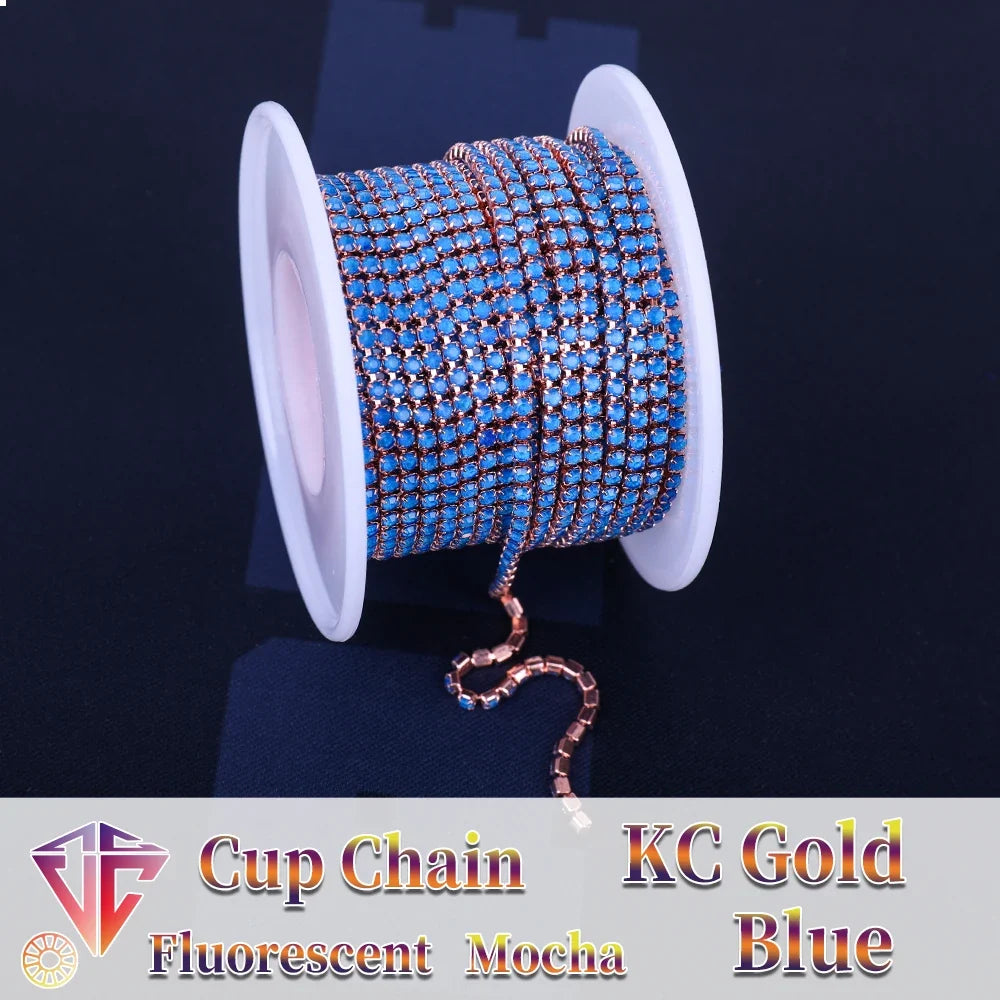 The Stardust Fluorescent Stream – Premium AAAA Glass Fluorescent & Mocha Rhinestone Cup Chain Trim