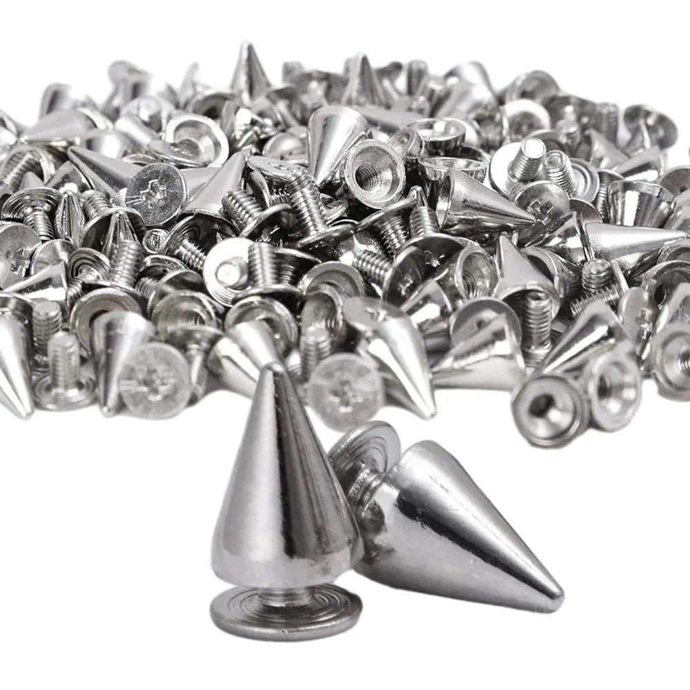 Metal Cone Studs & Spikes Screwback Rivets for Leathercraft, Clothes & DIY Hardware