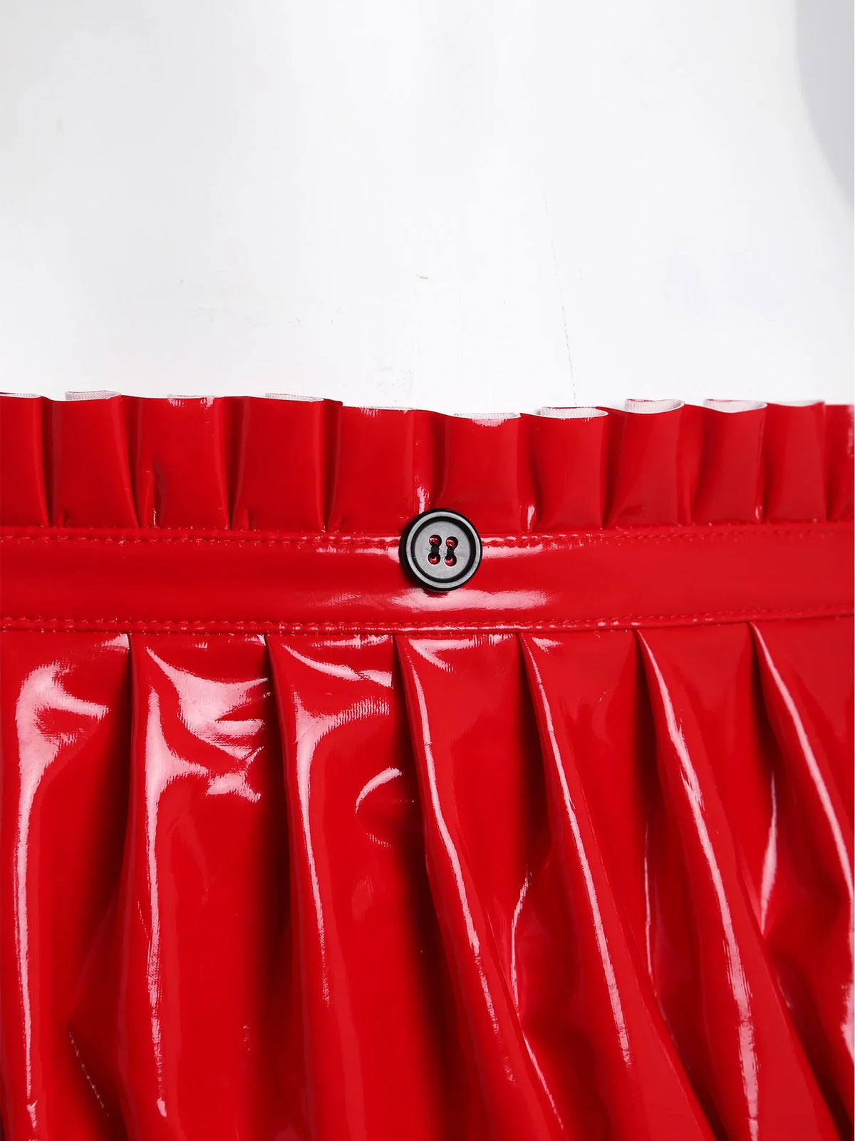 Wet-Look PU Leather Ruffled Bloomer Shorts Attached Garter Clips Briefs