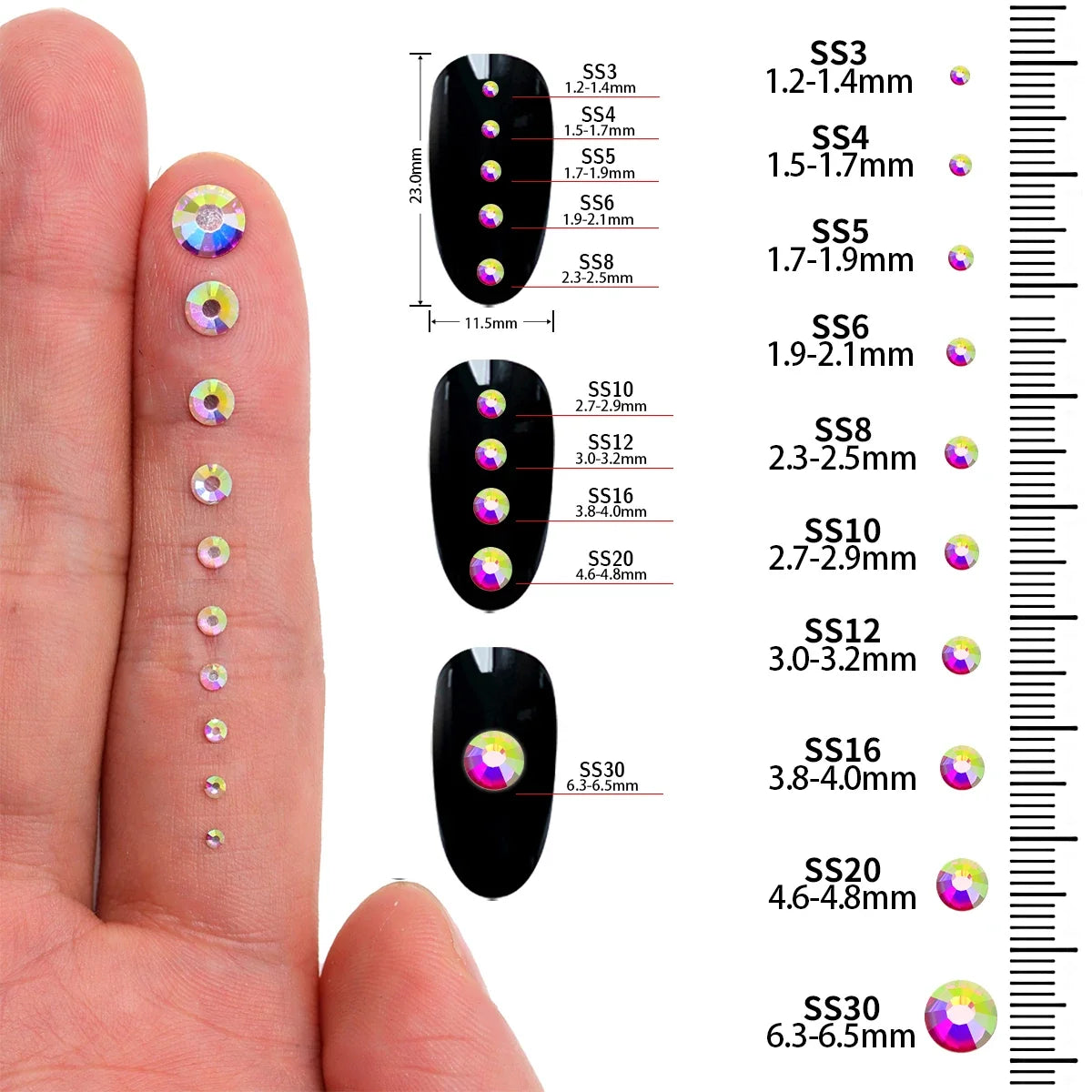 SS3-SS20 Top Quality Opal Rhinestones