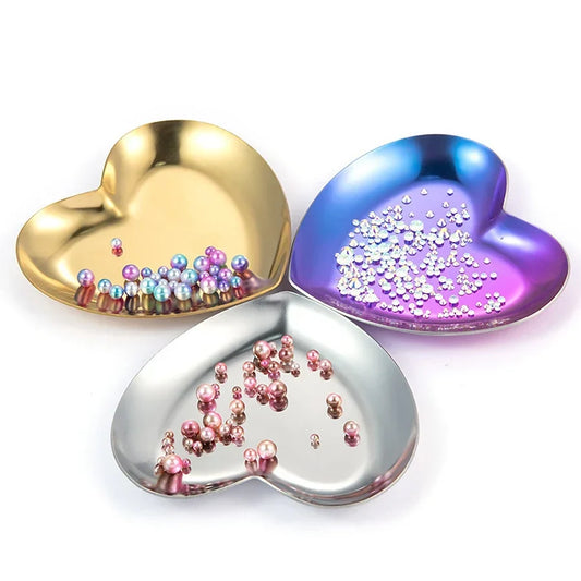 Heart-Shaped Metal Sorting Trays for Rhinestones and Beads