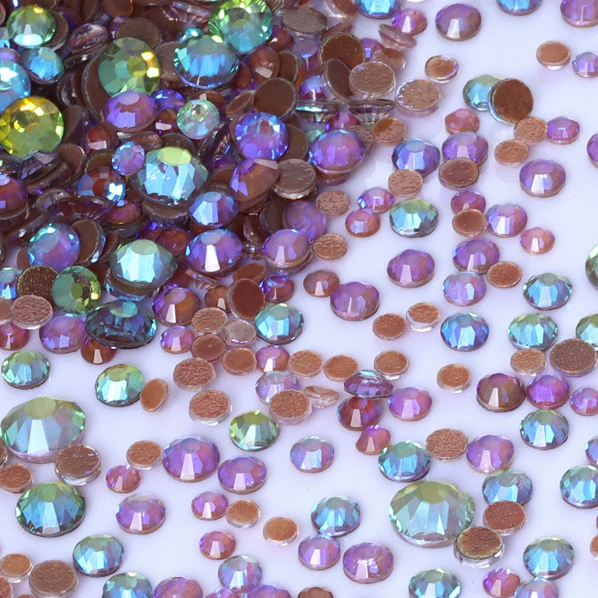 1440PC Mix Size SS6-SS20 Mocha Shimmer Neon Glass FlatBack Non-Hotfix Rhinestones
