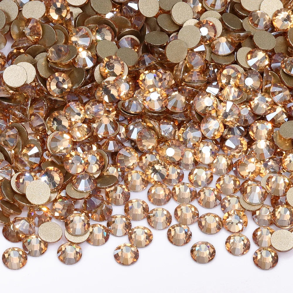 SS3-SS30 Gold Bottom Flat Back Glass High Quality Crystal Rhinestones