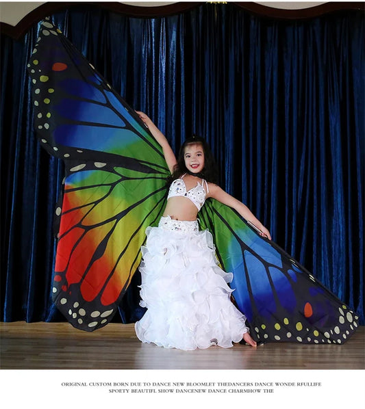 Vibrant Butterfly Belly Dance Wings with Telescopic Sticks Set