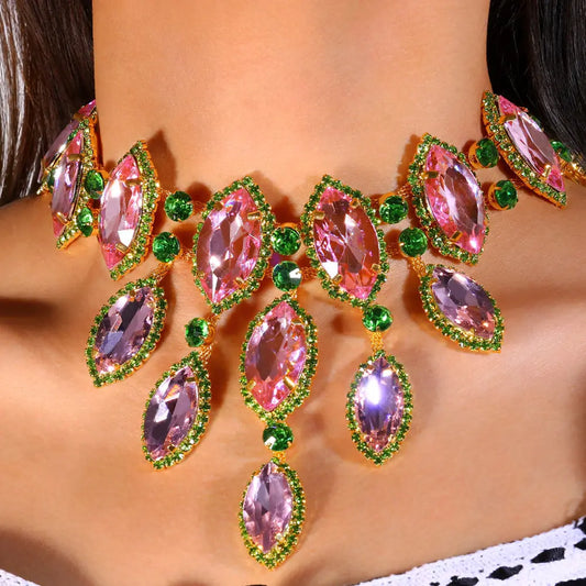 Multicolored Rhinestone Crystal Necklace