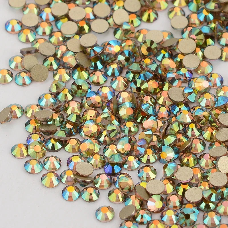 SS3-SS60 AB Gold Bottom Non-Hotfix Glass Flatback Rhinestone