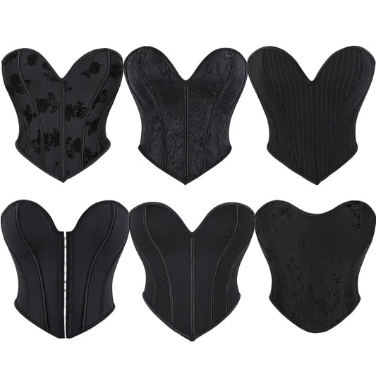 Vintage Lace-Up Overbust Corset Slim Crop Top