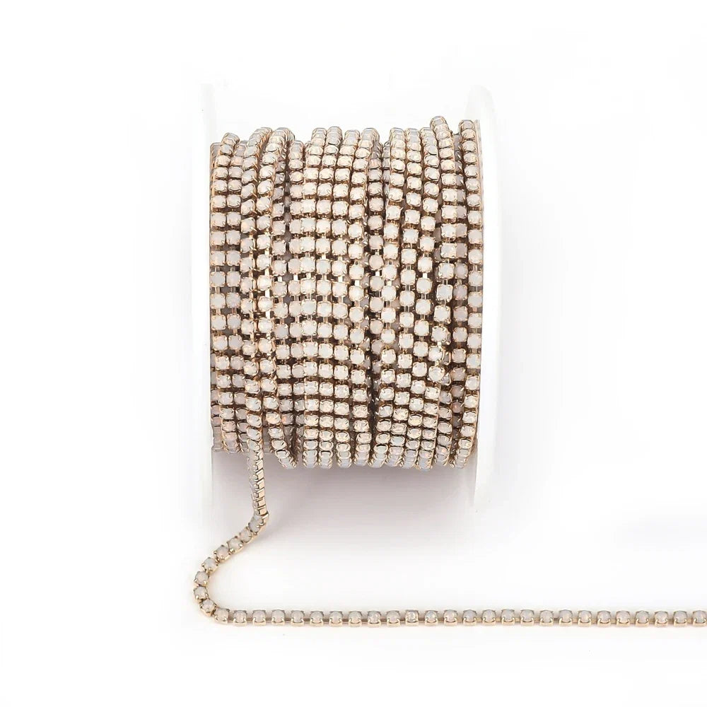 The Stardust Luminary Opal – Premium Opal & Porcelain Glass Rhinestone Cup Chain Trim