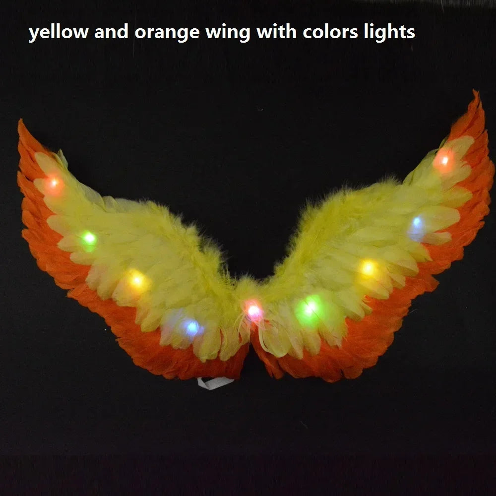 Princess Women Kids Glow Light Angel Feather Wing Fairy Girls Props Party Costume Wedding Decoration Christmas  Halloween