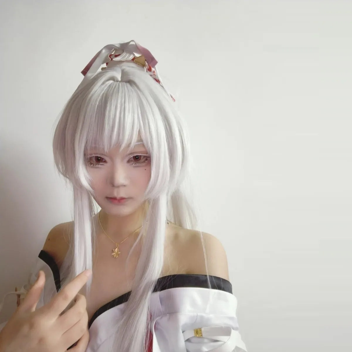 Game Wuthering Waves Hiyuki Cosplay Wig Women Long Hair White Hair Hiyuki 3D Headwear Halloween Heat Resistant Synthetic Wigs
