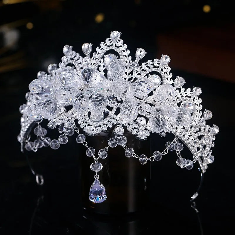 Elegant Princess Crown Hair Accessory for Kids and Brides Luxurious Wedding Party Tiara Headpiece for Girls