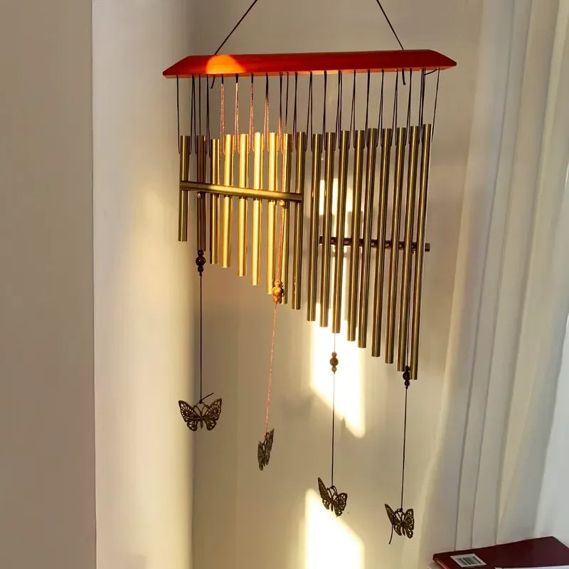 Environmentally friendly butterfly wood aluminum wind chimes retro metal tube wind chimes hanging outdoor garden home