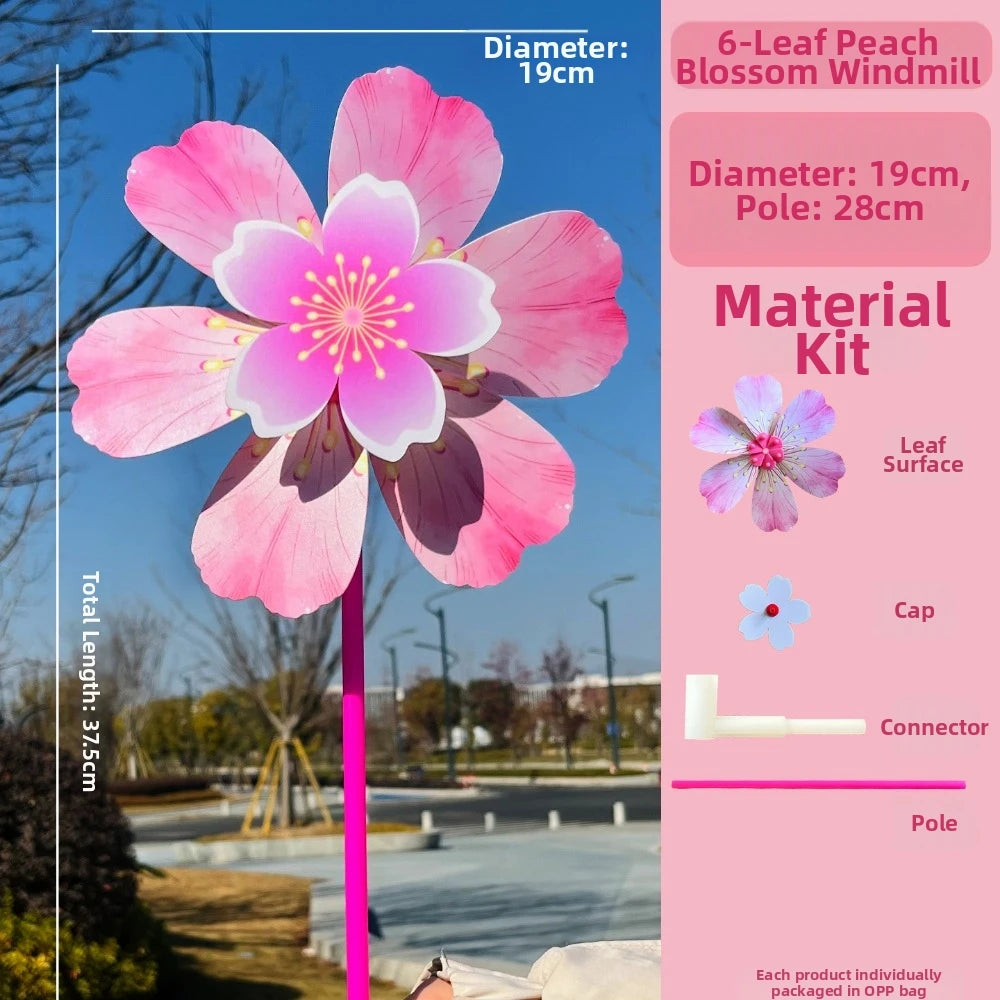 1pc/2pcs Multistyles Rotating Wind Spinner Windmill Cherry Blossom Colorful Standing Lawn Flower Pinwheel Double Layered PVC