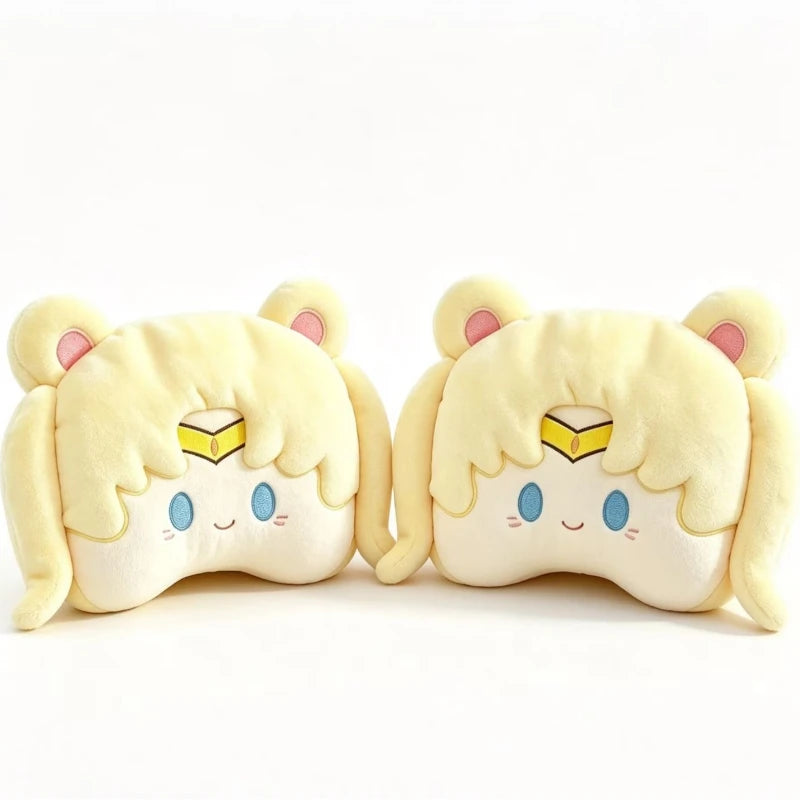 Cute Sailor Moon Style Car Headrest Pillow Cartoon Women Neck Rest Cushion Kawaii Girl Auto Seat Accessories