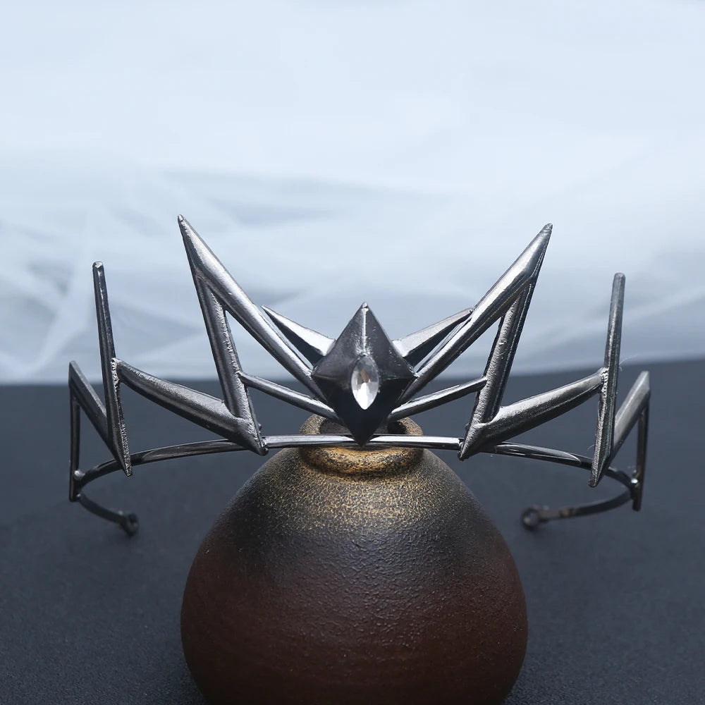1pc Gothic Geometric Spiked Crystal Hair Crown Accent Dark Fantasy Royal Design Perfect Weddings Cosplay Elegant Headpiece