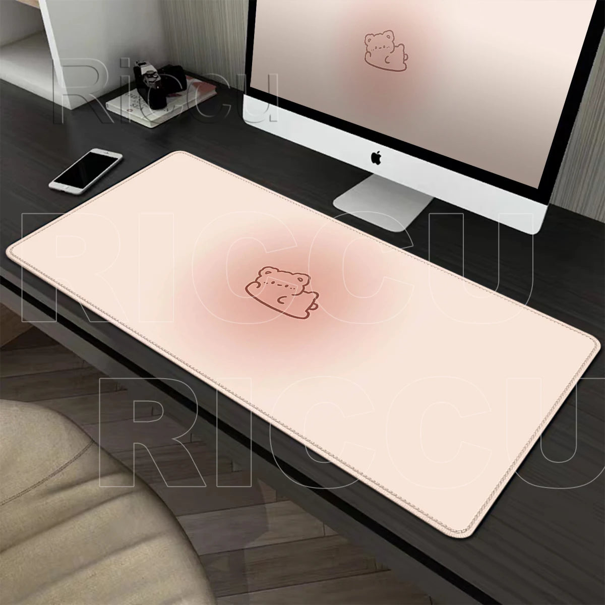 Kawaii Cartoon Kitten Gradient Mousepad Large Rubber Base Table Desktop Mat Office Gamer Computer Speed Type Carpet Keyboard Pad