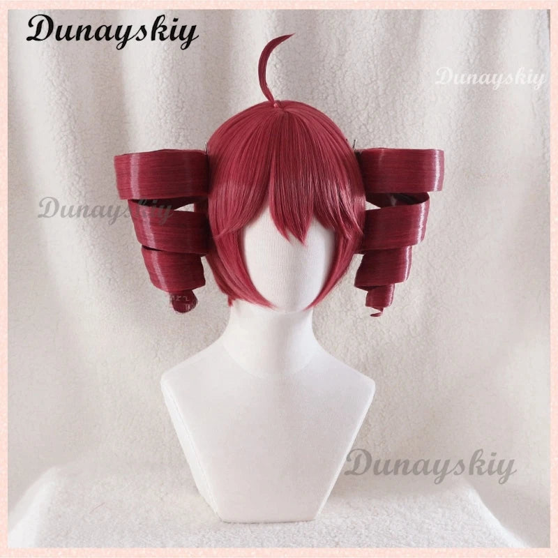 Anime Kasane Teto Wig Cosplay Wig Cute Red Ponytail High Heat Resistant Hair Teto Wig Free Wig Cap Women Long Curly Hair