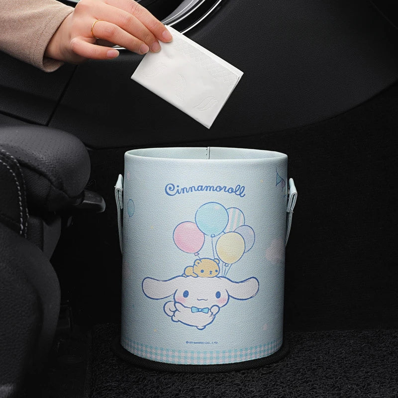 Sanrio Hello Kitty Cartoon Portable Trash Can Cinnamoroll Car Garbage Can Car Storage Box Cute Car Decoration Home Accessories