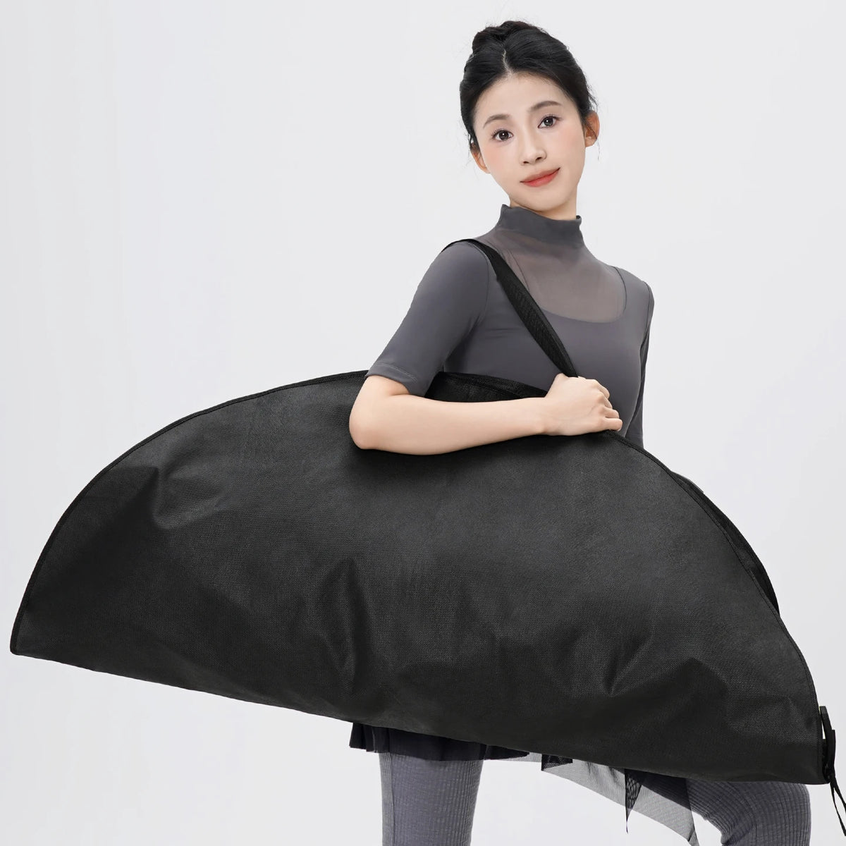 Zipper Black Storage Bag for Ballet Tutu Non-woven Waterproof Handbag Backpack for Performance Tulle Skirts Dance Accessories