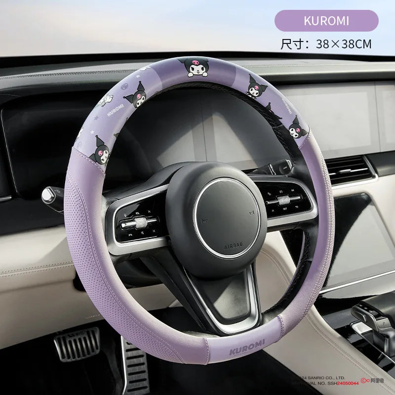 Sanrio Car Steering Wheel Cover Universal Steering Wheel Protective Cover Anti Slip Sweat Absorbing PU Leather Wear Resistant