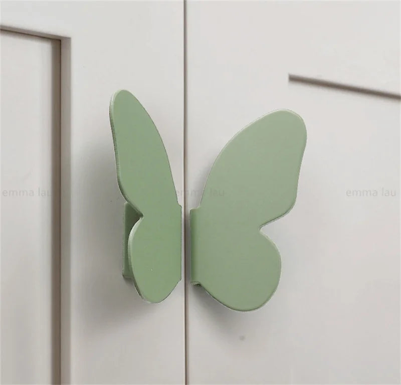 1Pair Iron Furniture Cabinet Door Handle Drawer Knob Pink Butterfly Decor Handles Cupbaord Wardrobe Closet Pulls Diy Room