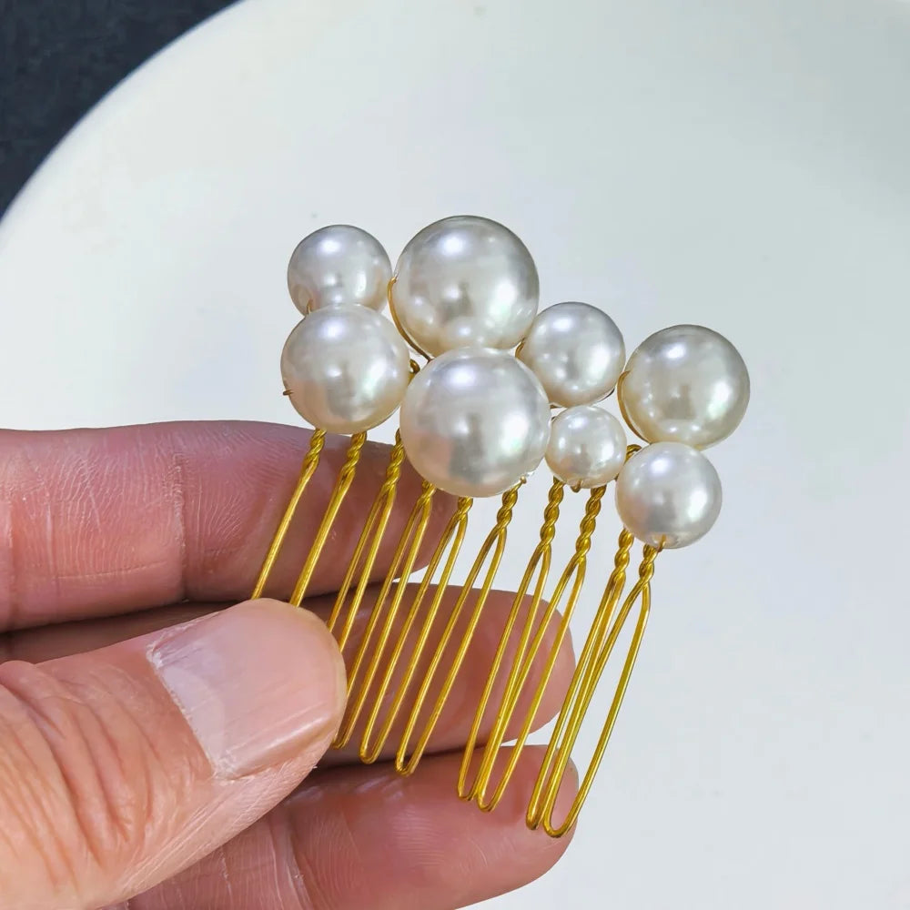 Pearl Crystal Hair Pins Comb Set Bridal Wedding Hair Accessories Handmade U-shaped Hairpins air Comb for Bridesmaids,Prom