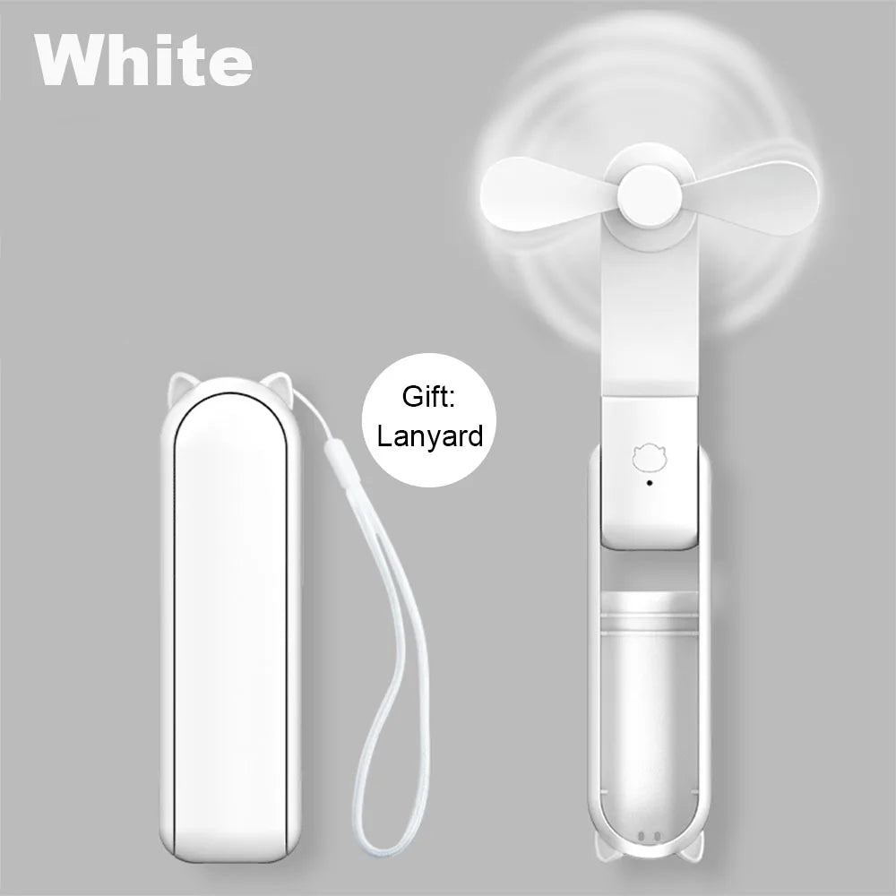 3 Speed Foldable Portable Mini Fan with Power Bank 2000mAh USB Rechargeable